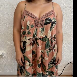 City Chic Lingerie Chemise Slip Nightgown Dusty Pink W/ Lace Trim Size XL 22